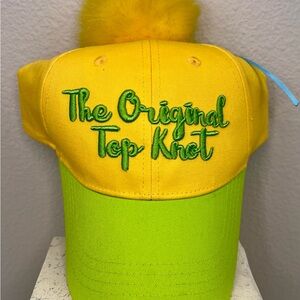 Disney Tinkerbell Yellow and Green Baseball Hat Pom Pom “The Original Top Knot”